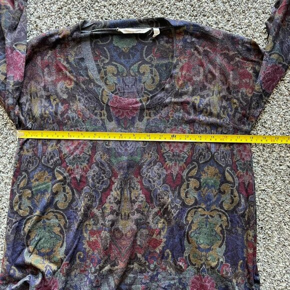 Soft Surroundings Multicolored Floral VNeck Long Sleeve Top, Petite Small Shirt - Picture 5 of 6